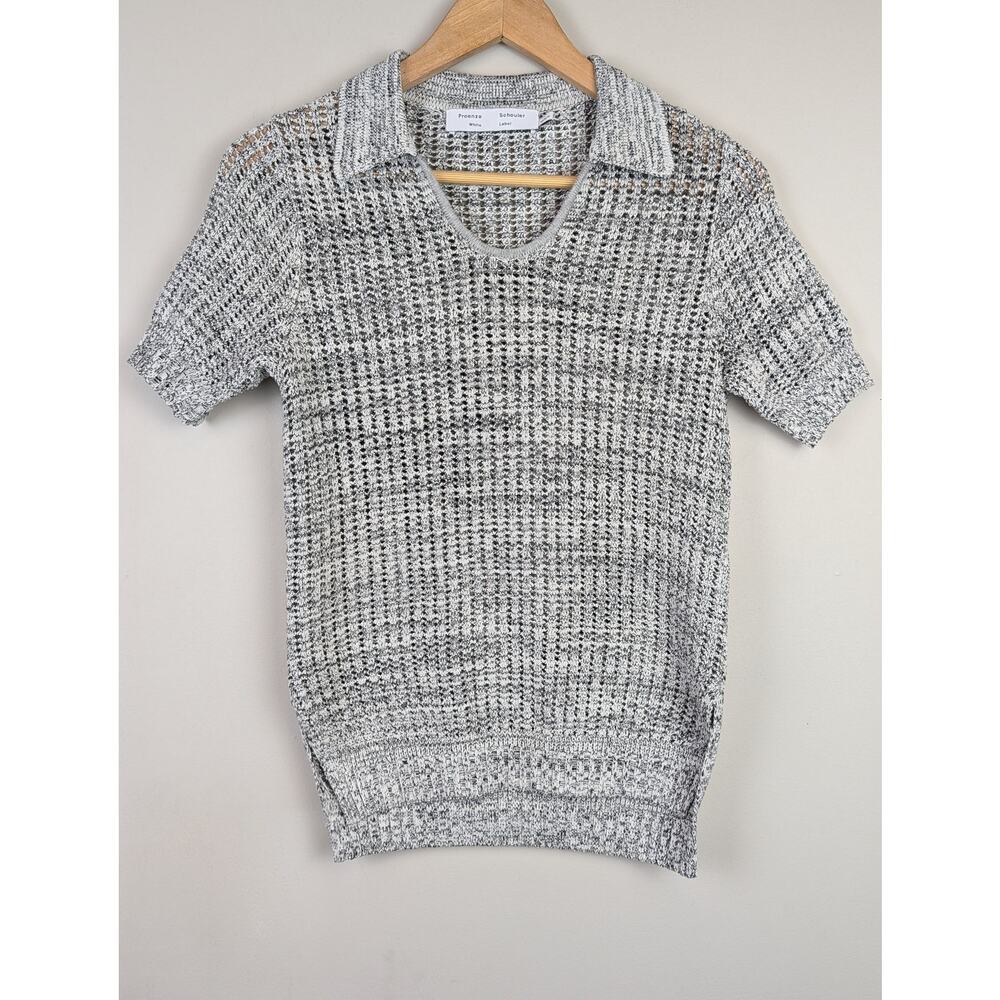 Proenza Schouler White Label Knit Polo Sweater Black/White XS